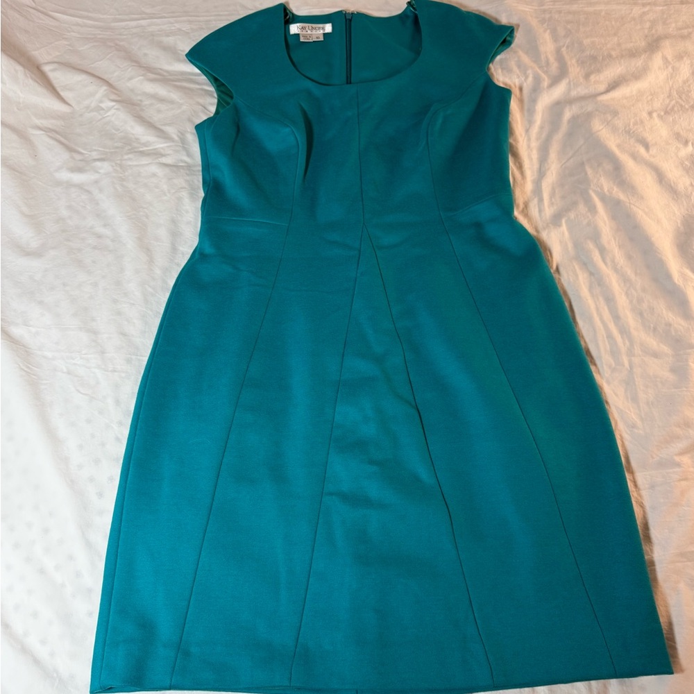 Kay Unger Teal Midi Dress